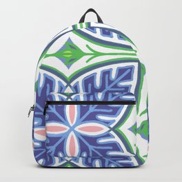 Modern Tropical Leaves Periwinkle, Pink and Green Backpack