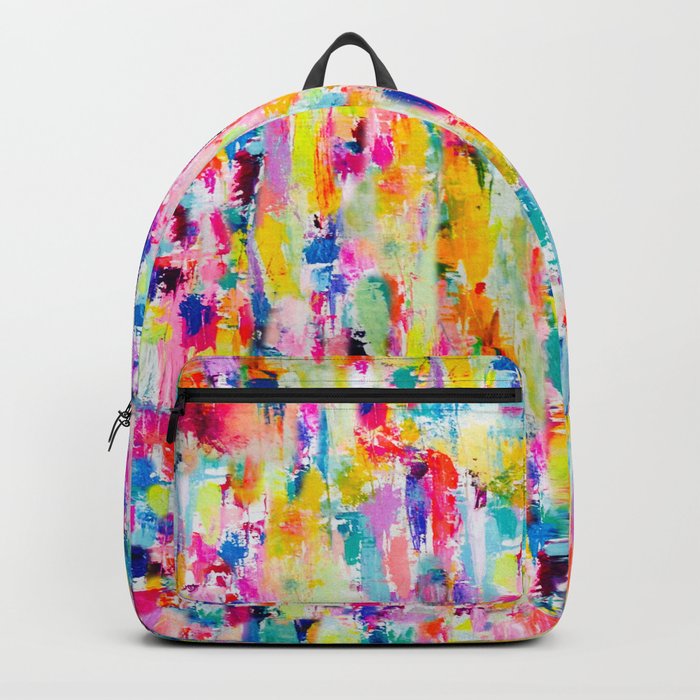 Bright Colorful Abstract Painting in Neons and Pastels Rucksack