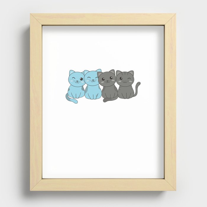 Autosexual Flag Pride Lgbtq Cute Cats Pile Recessed Framed Print