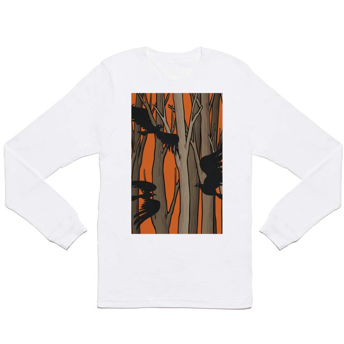 Trees with abstract birds 3 Long Sleeve T Shirt