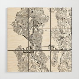 Seattle White Map Wood Wall Art