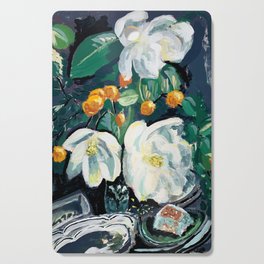 Magnolia and Persimmon Floral Still Life Cutting Board