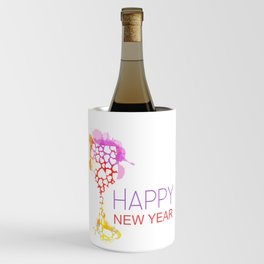 Happy New year celebration heart filled glass watercolor splash in warm color scheme Wine Chiller