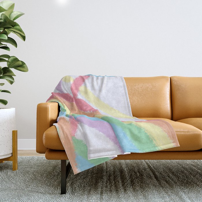Winding & Wide (Drawing of Rainbow and Winding Paths) Throw Blanket