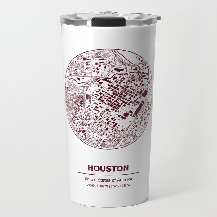 Houston city map coordinates Travel Mug
