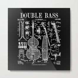 Double Bass Player Bassist Musical Instrument Vintage Patent Metal Print | Classical, Jazz, Drawing, Patents, Patentart, Uspatent, Vintagepatent, Musicteacher, Music, Orchestra 