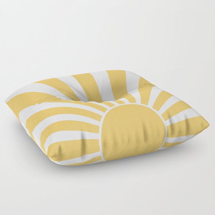 Yellow retro Sun design Floor Pillow