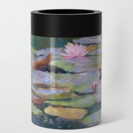 Pink Water Lily Reflection Can Cooler