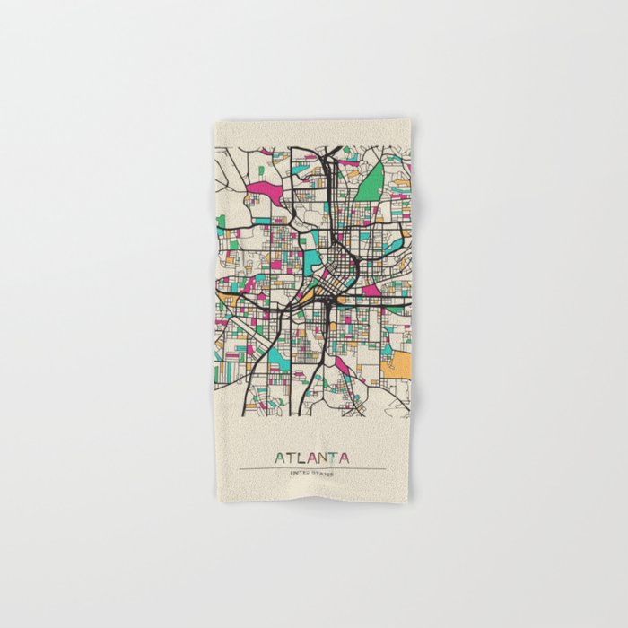 Colorful City Maps: Atlanta, Georgia Hand & Bath Towel