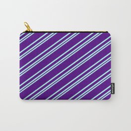 [ Thumbnail: Turquoise & Indigo Colored Striped Pattern Carry-All Pouch ]