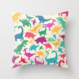 Dino Floral Silhouettes Light Throw Pillow