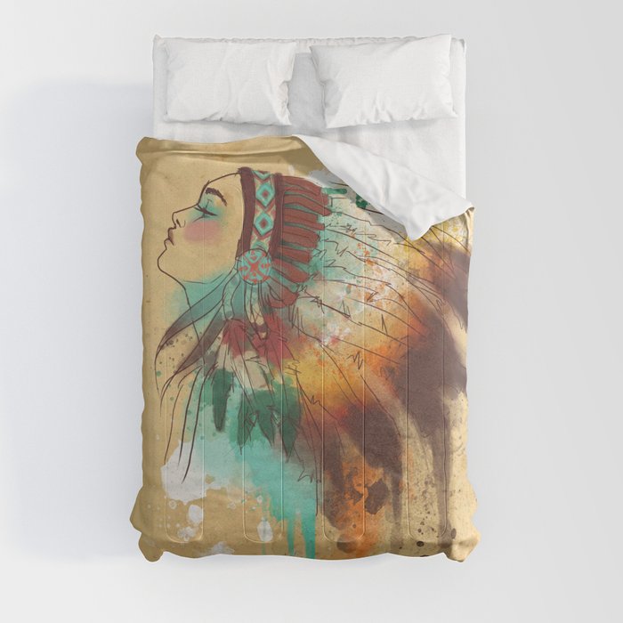 Native American Girl Comforter by TapuTIKI Society6