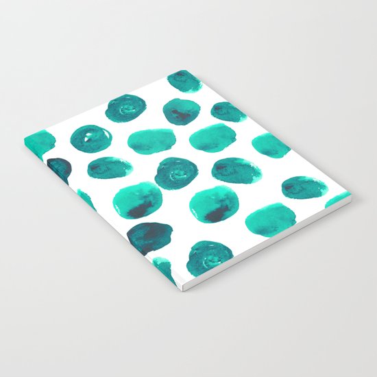Esme - painted brushstroke emerald jade mint dots polka dots pattern design Notebook