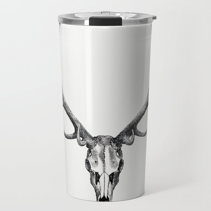 Stag skull drawing, The Great and Small Game of India Travel Mug