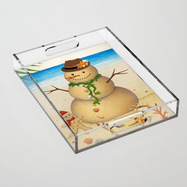 Happy Sand Snowman Acrylic Tray