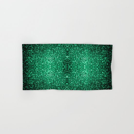 Beautiful Emerald Green glitter sparkles Hand & Bath Towel