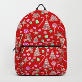 Christmas Gingerbread people and candy canes Backpack