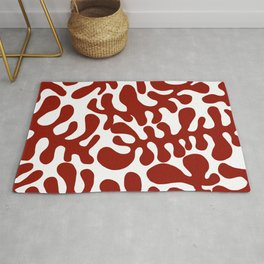 Red Matisse cut outs seaweed pattern on white background Area & Throw Rug