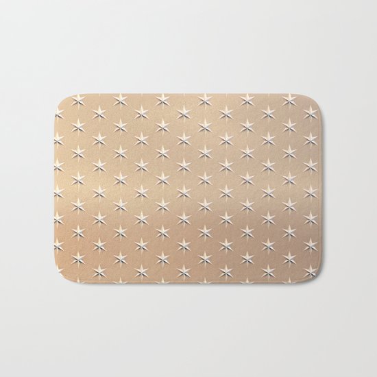 silver star pattern on gold Bath Mat