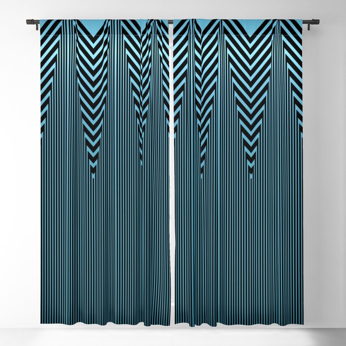 Gleaming Metallic Blue Art Deco Design Blackout Curtain By