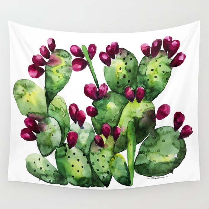 Prickly, Prickly Pear Cactus Wall Tapestry