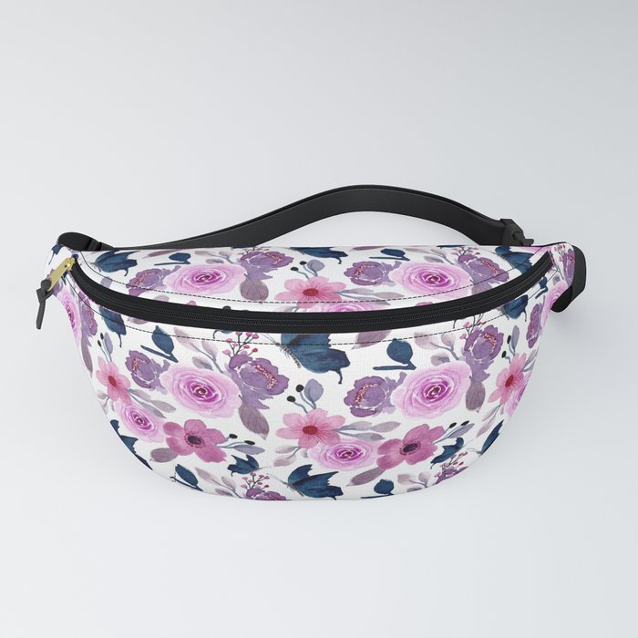 Watercolor butterfly and pink flowers Fanny Pack