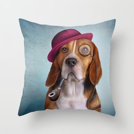 Drawing Dog Beagle Throw Pillow