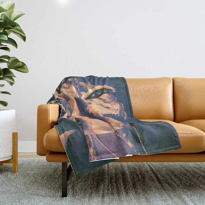 Kaiju Renaissance - Golden King Throw Blanket