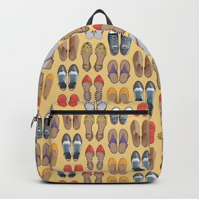 Hard choice // shoes on yellow background Backpack