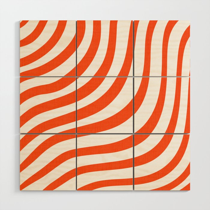 Red and White Stripes Wood Wall Art