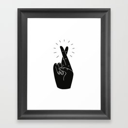 Fingers Crossed - White and Black Framed Art Print