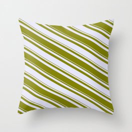 [ Thumbnail: Lavender & Green Colored Striped/Lined Pattern Throw Pillow ]