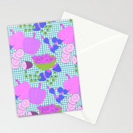 Mid-Century Modern Spring Garden Salad Pink Stationery Card