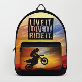 Mountain Motorcycle Adventure - Sunset Backpack | Graphicdesign, Sun, Sports, Motorcycle, Sunset, Biker, Adventure, Biking, Girl, Game 