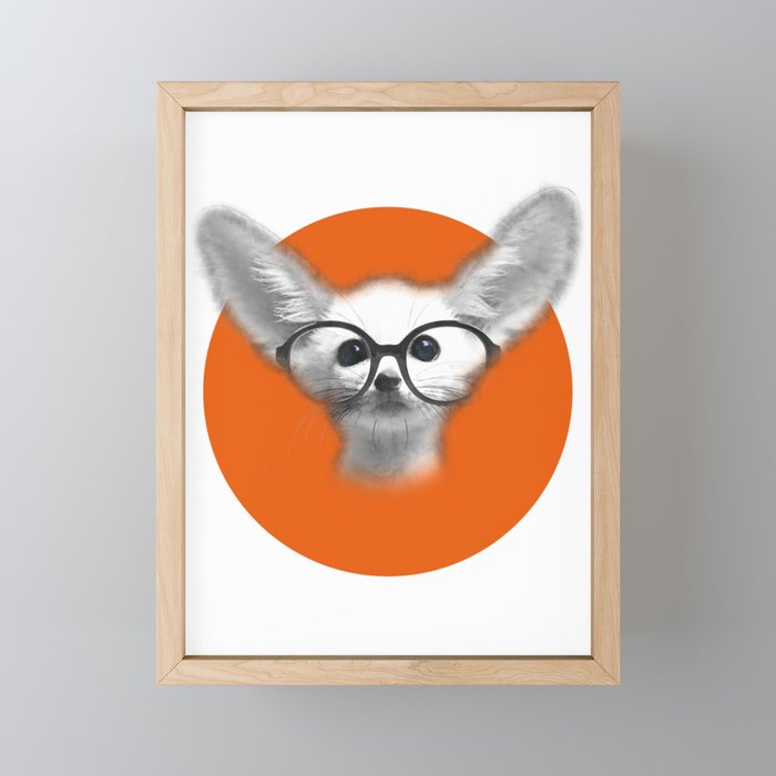 Fennec Fox wearing glasses Framed Mini Art Print
