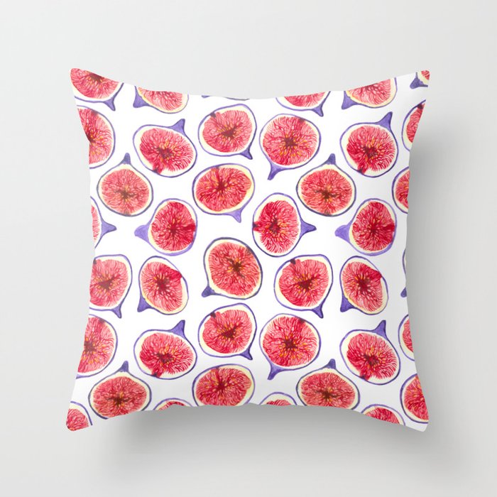 Fig slices watercolor Throw Pillow