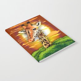Giraffe on Wild African Savanna Sunset Notebook
