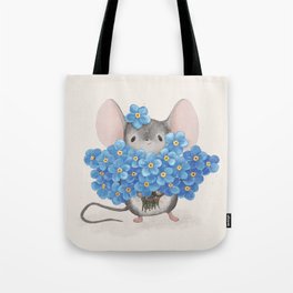 Sweet mousy with a bouquet of forget-me-nots Tote Bag