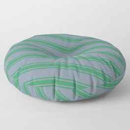 [ Thumbnail: Light Slate Gray and Sea Green Colored Striped/Lined Pattern Floor Pillow ]