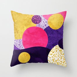 Terrazzo galaxy purple night yellow gold pink Throw Pillow