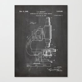 Microscope Patent - Scientist Art - Black Chalkboard Canvas Print