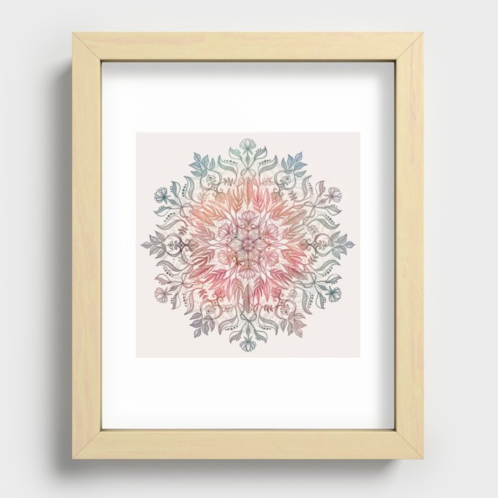 Autumn Spice Mandala in Coral, Cream and Rose Recessed Framed Print