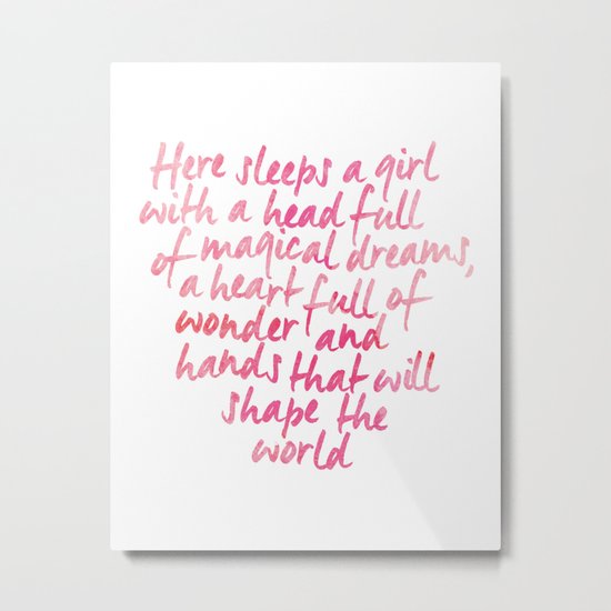 Here sleeps a girl #society6 #nurseryart Metal Print