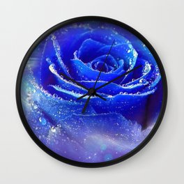 Gracious Gorgeous Blue Rose Blossom Galaxy Ultra HD Wall Clock