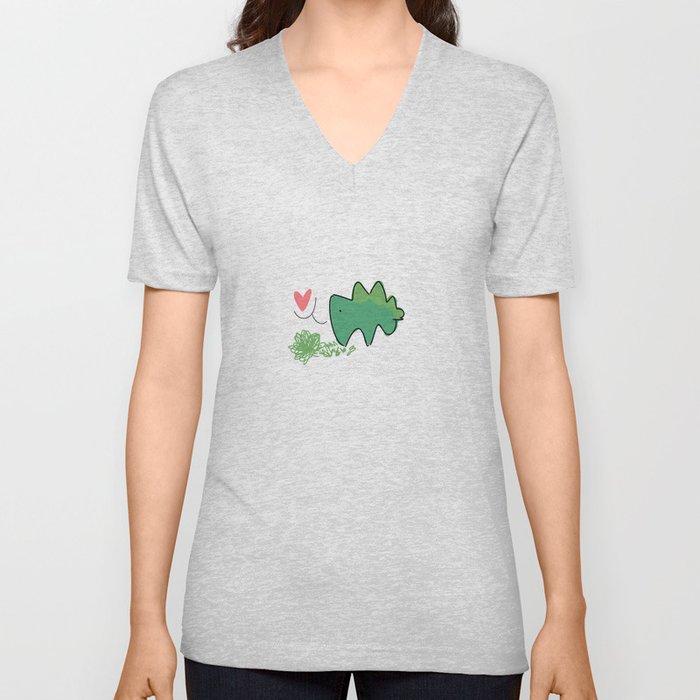 stegosaur-love V Neck T Shirt