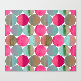 Geometric circles (Pink and Green) Canvas Print