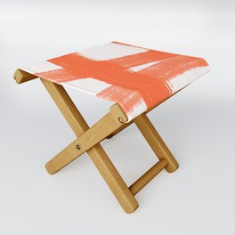 Abstract Minimalist Painted Brushstrokes 1 in Orange  Folding Stool
