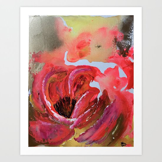 Golden Gloomy Garden Flower Art Print