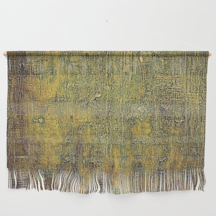 Old grunge background or aged shabby texture with different color patterns: yellow (beige); brown; gray; green Wall Hanging