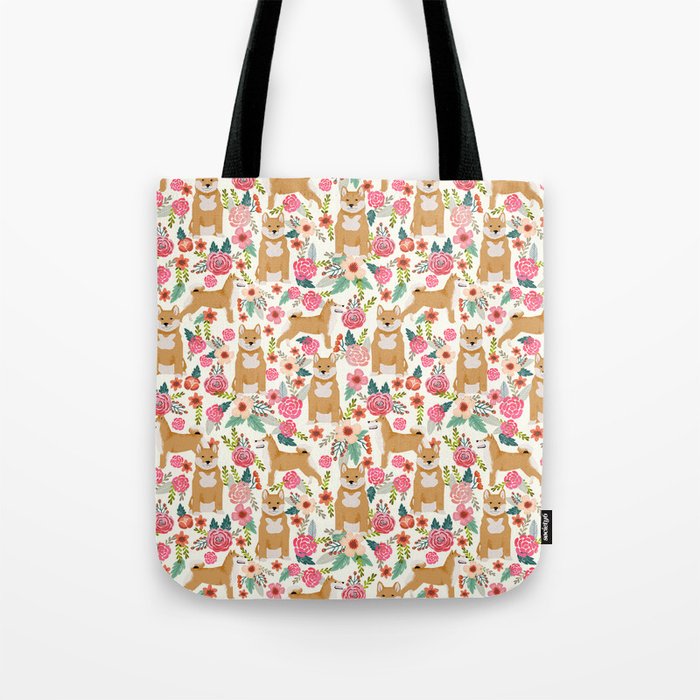 Shiba Inu floral dog must have gifts for shiba lovers florals dog breed Tote Bag